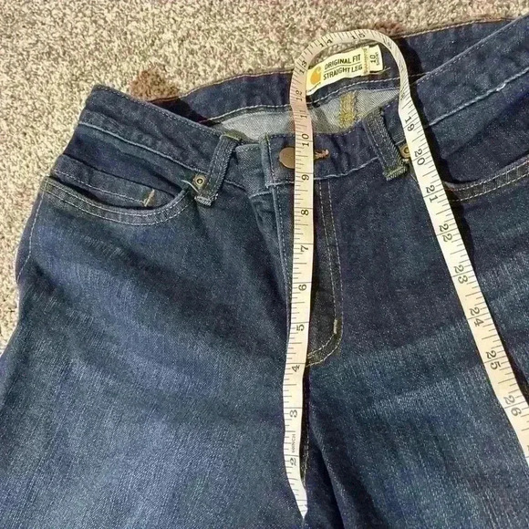 Carhartt Original Fit Straight Leg Jeans Womens 10 Short Dark Wash Blue Workwear - Picture 4 of 9